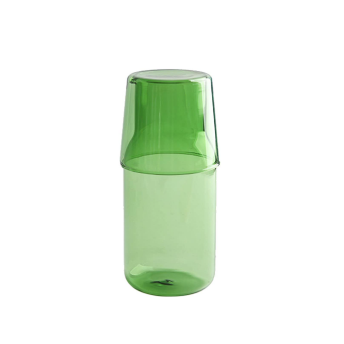 Bedside Green Glass Carafe and Tumbler Set