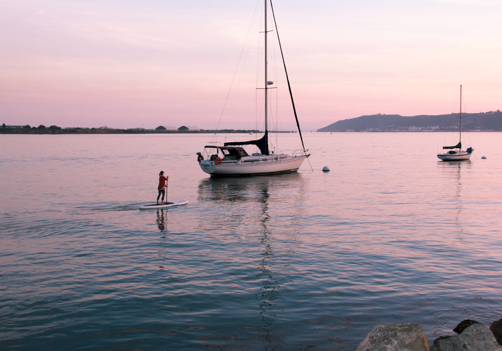 Paddling into the cotton candy sunset - Shelter Island, San Diego