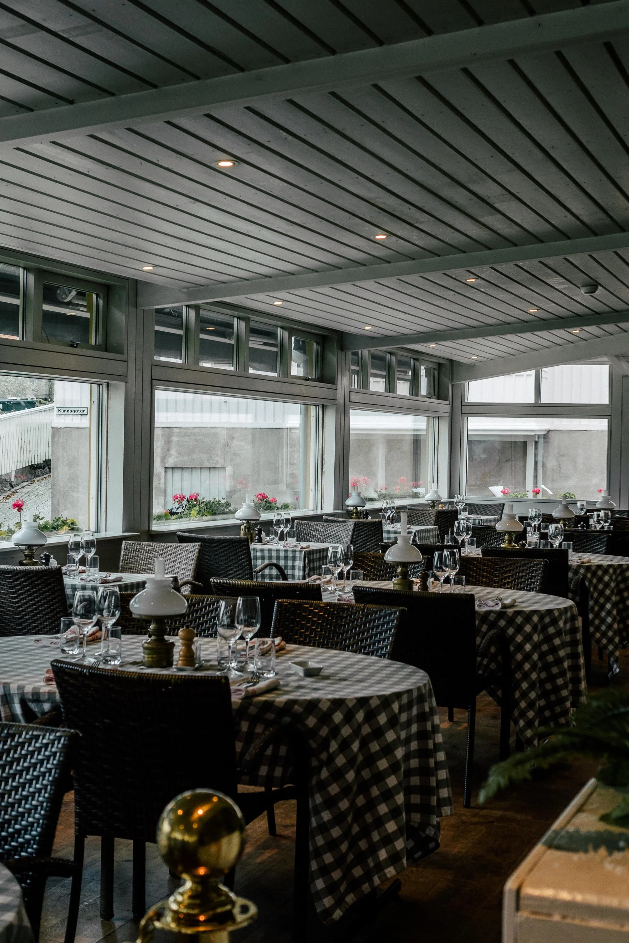 The main dining room at the Grand Tenan restaurant within Grand Marstrand Hotel