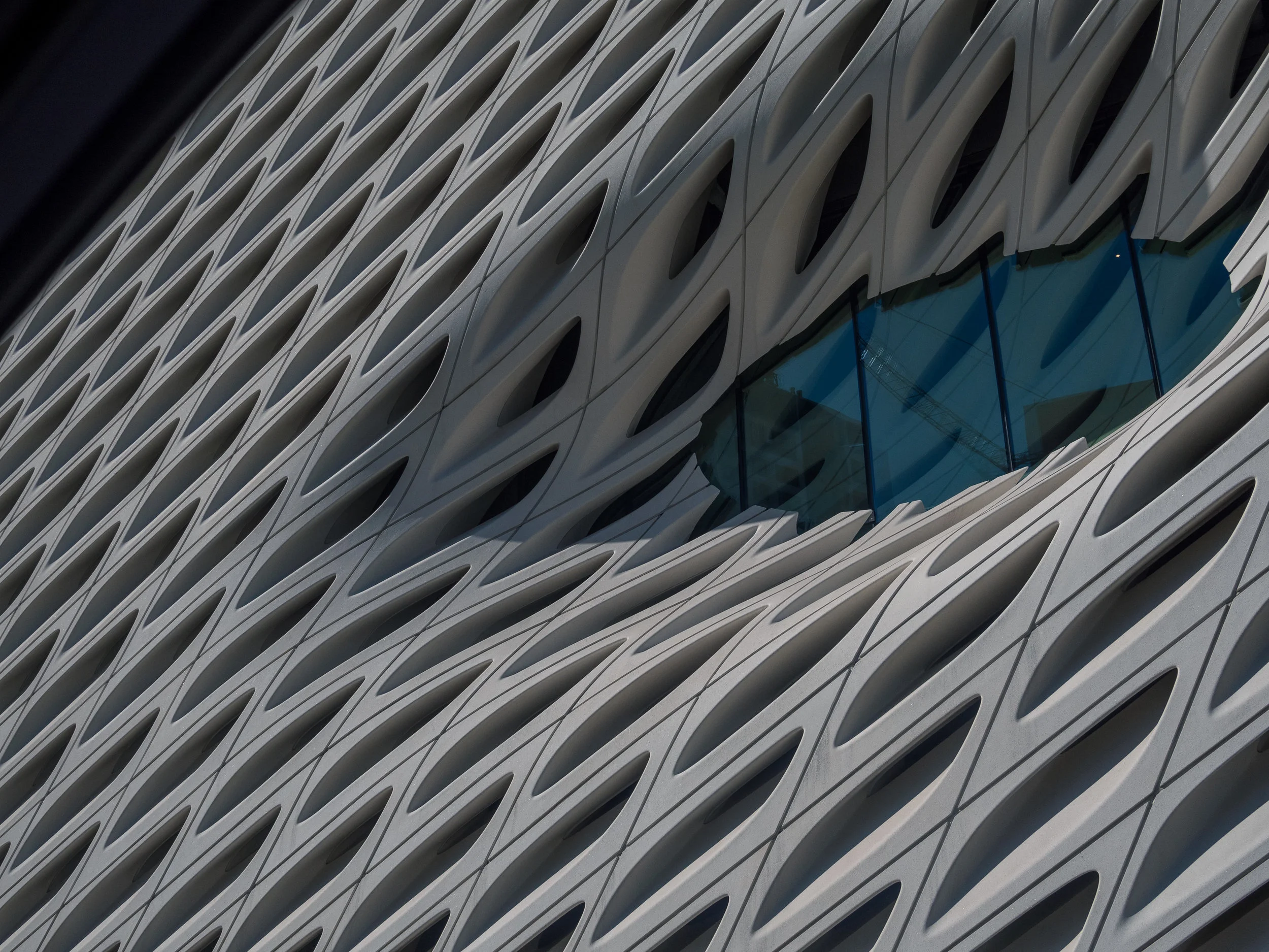 The exterior of the Broad Museum from the backside of my Uber