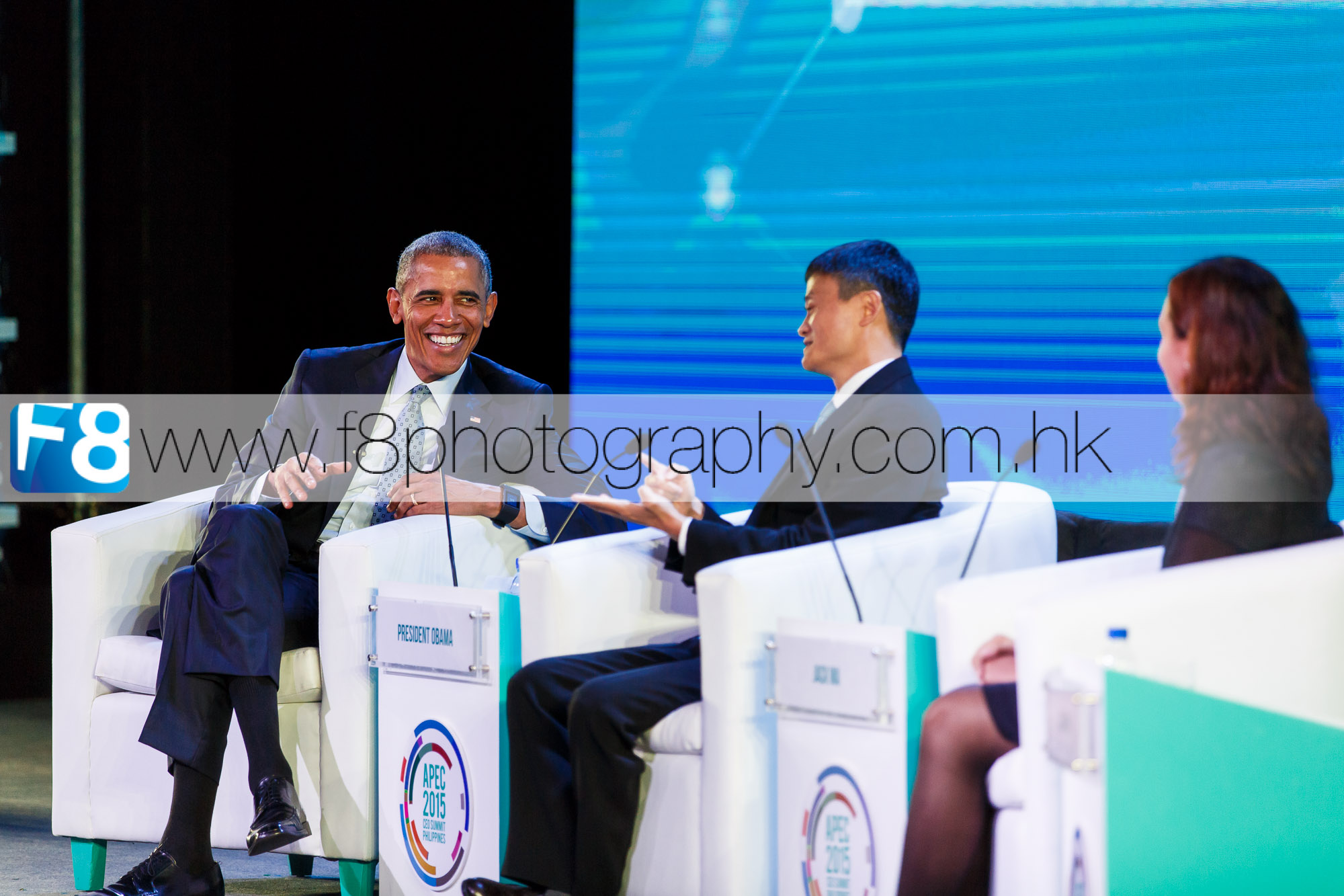 President of the United Sates Mr Barack Obama and Jack Ma founder of Alibaba on stage together. 