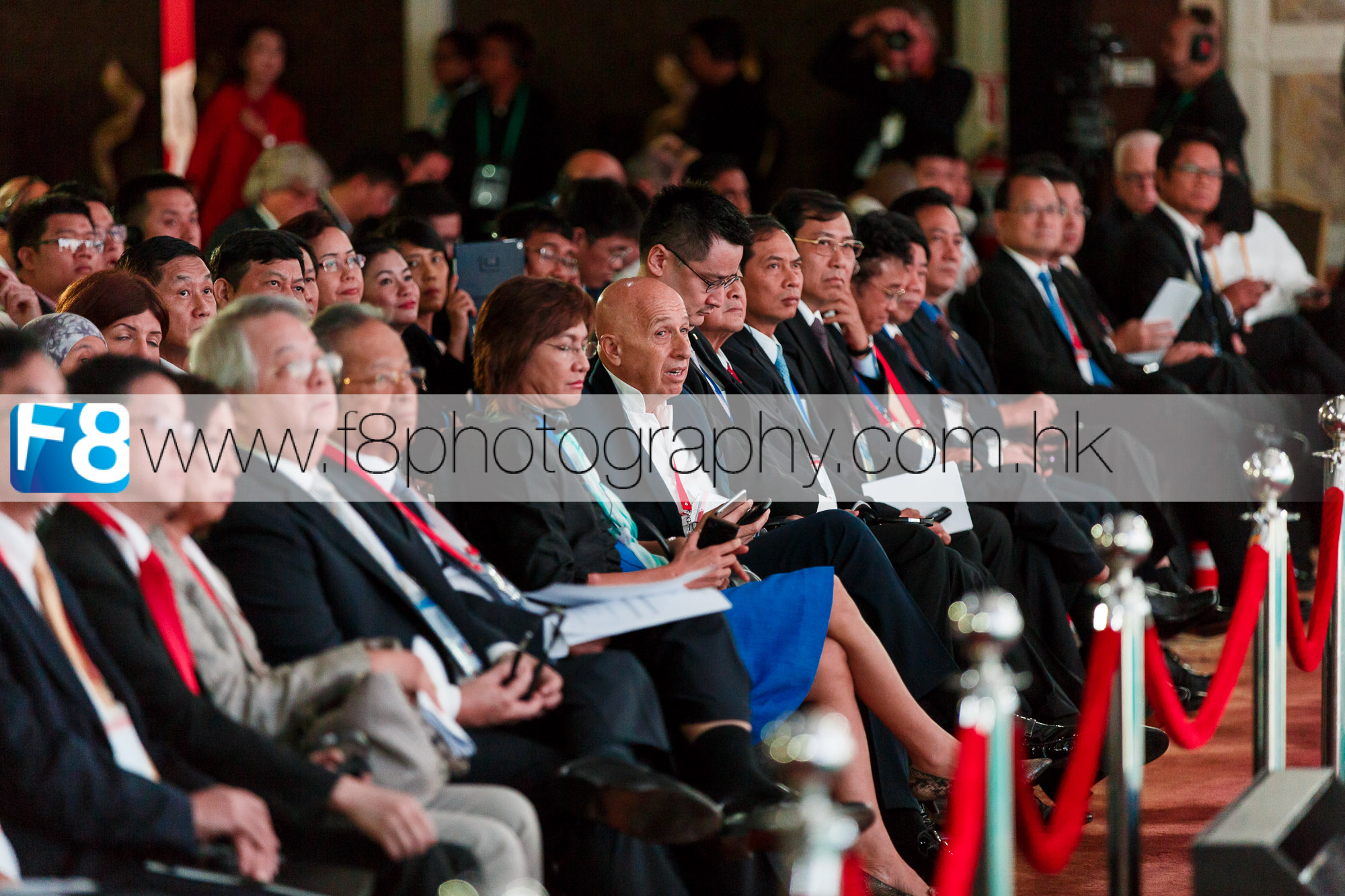 Allan Zeman, Hong Kong business magnate seated in the centre, also known as the Father of Lan Kwai Fong, a famous bar a restaurant district located in Central Hong Kong.