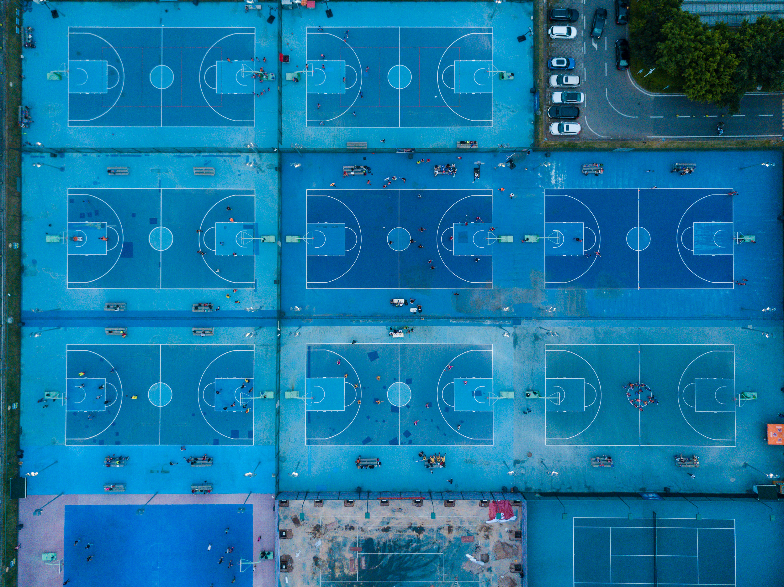 New Basketball courts next to the Shenzhen Bay Sports Centre. 