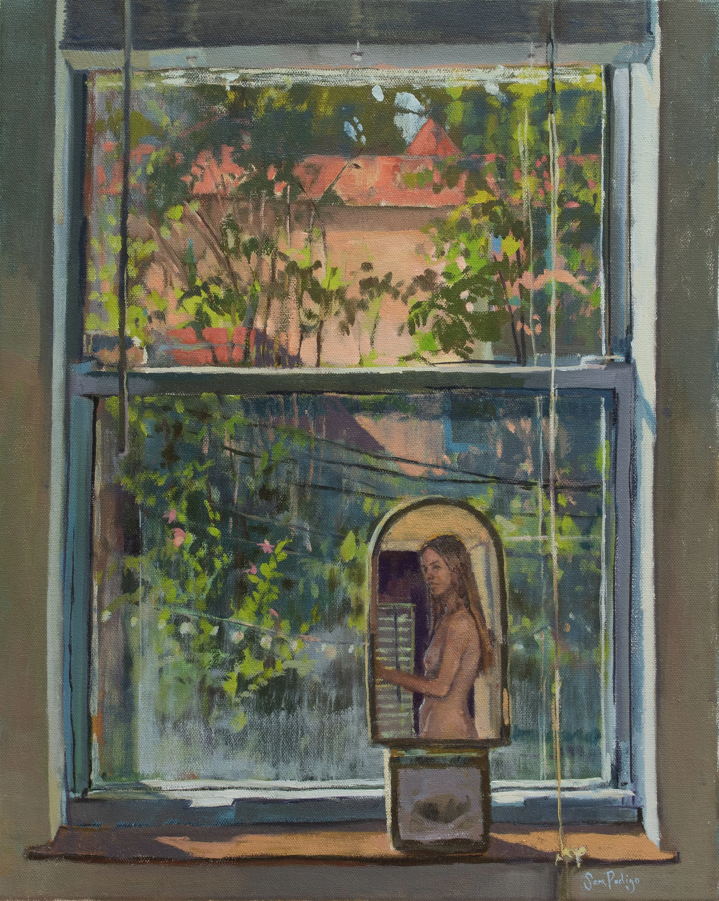 Juliet is a Leggy Hibiscus, oil on canvas, 20" x 16", 2025
