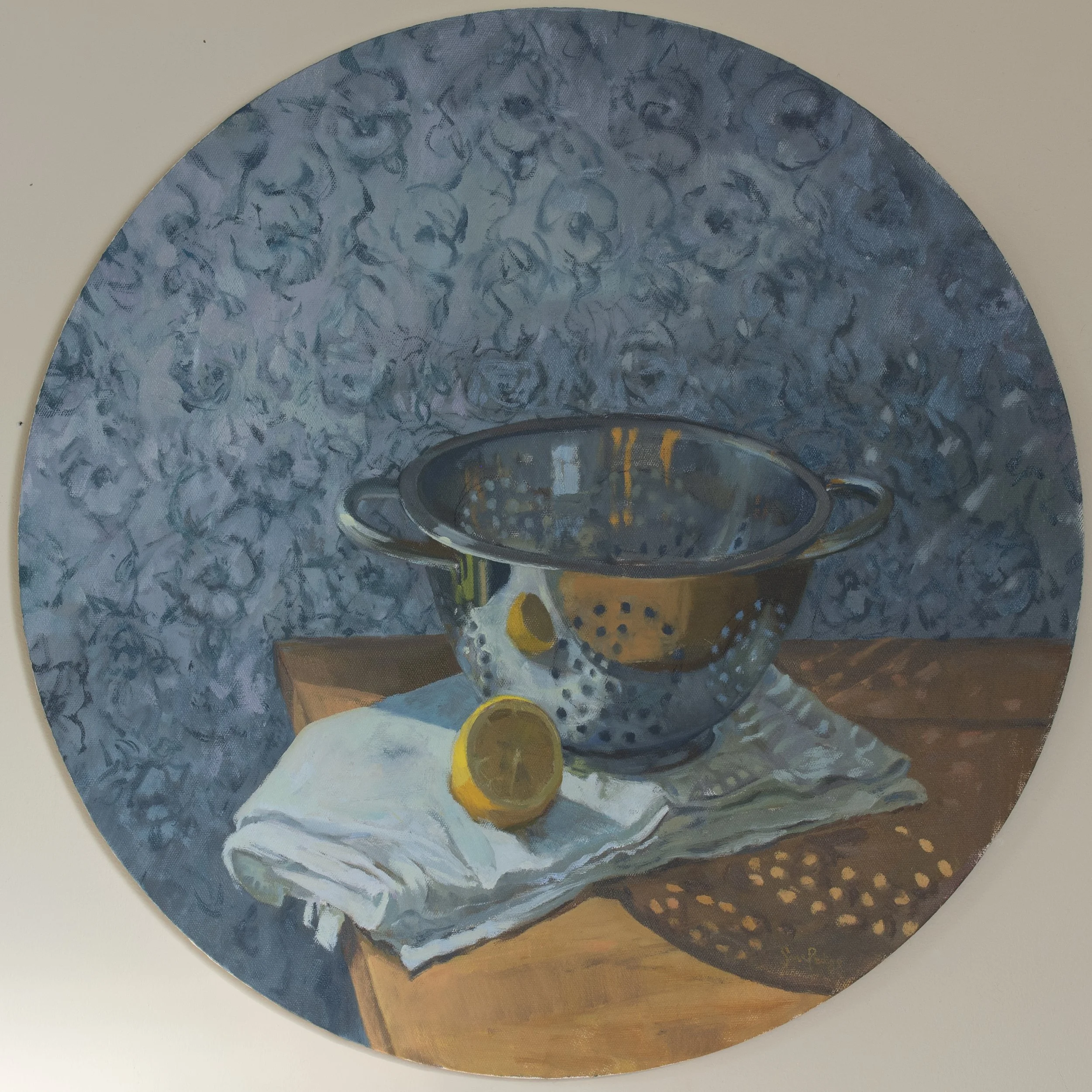 Saint Brigid's 2pm Constellation, oil on canvas, 20 inches, circle, 2025