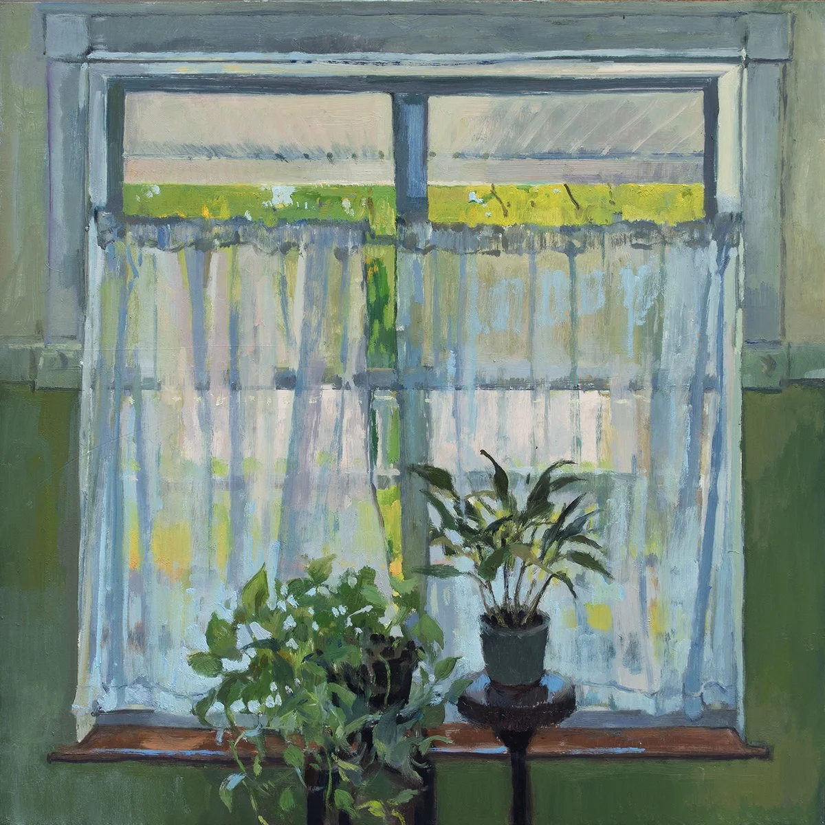 Devil's Ivy Facing East, Oil on Panel, 16"x 16", 2025