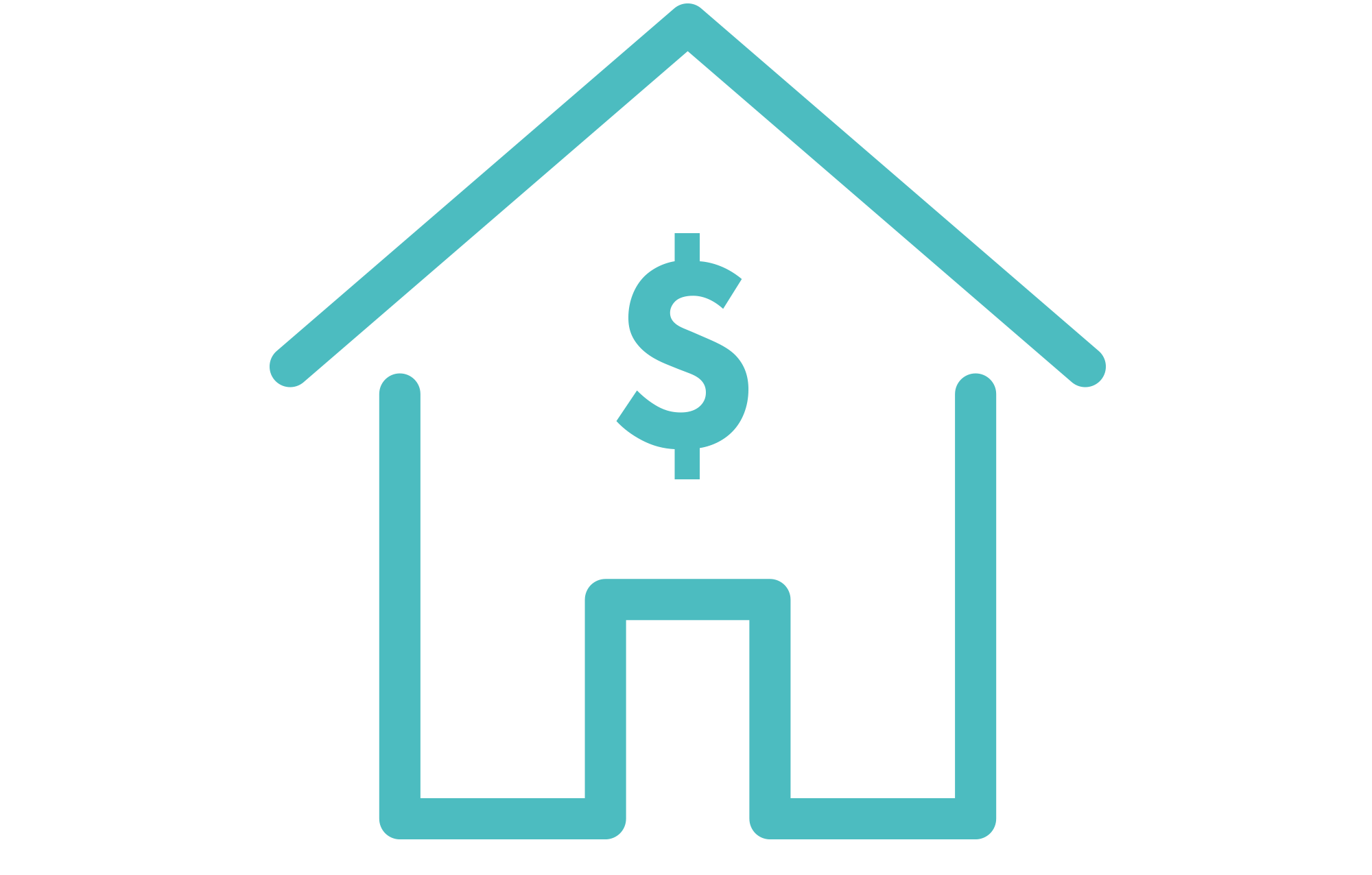 Vector design of house with dollar sign on the left in line with first paragraph.