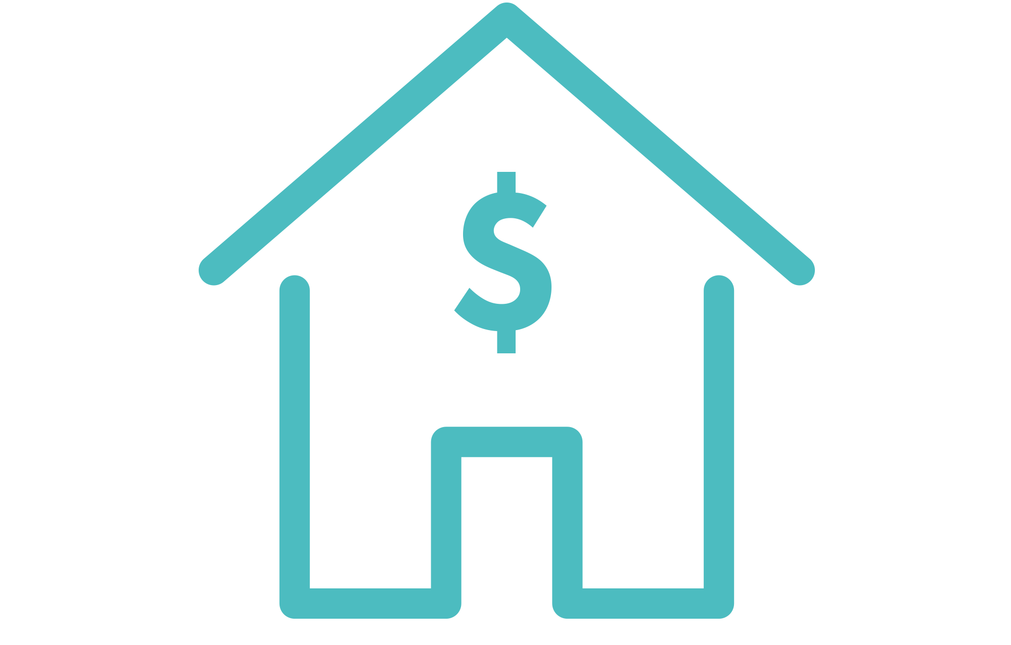 Vector design of house with dollar sign on the left in line with first paragraph.