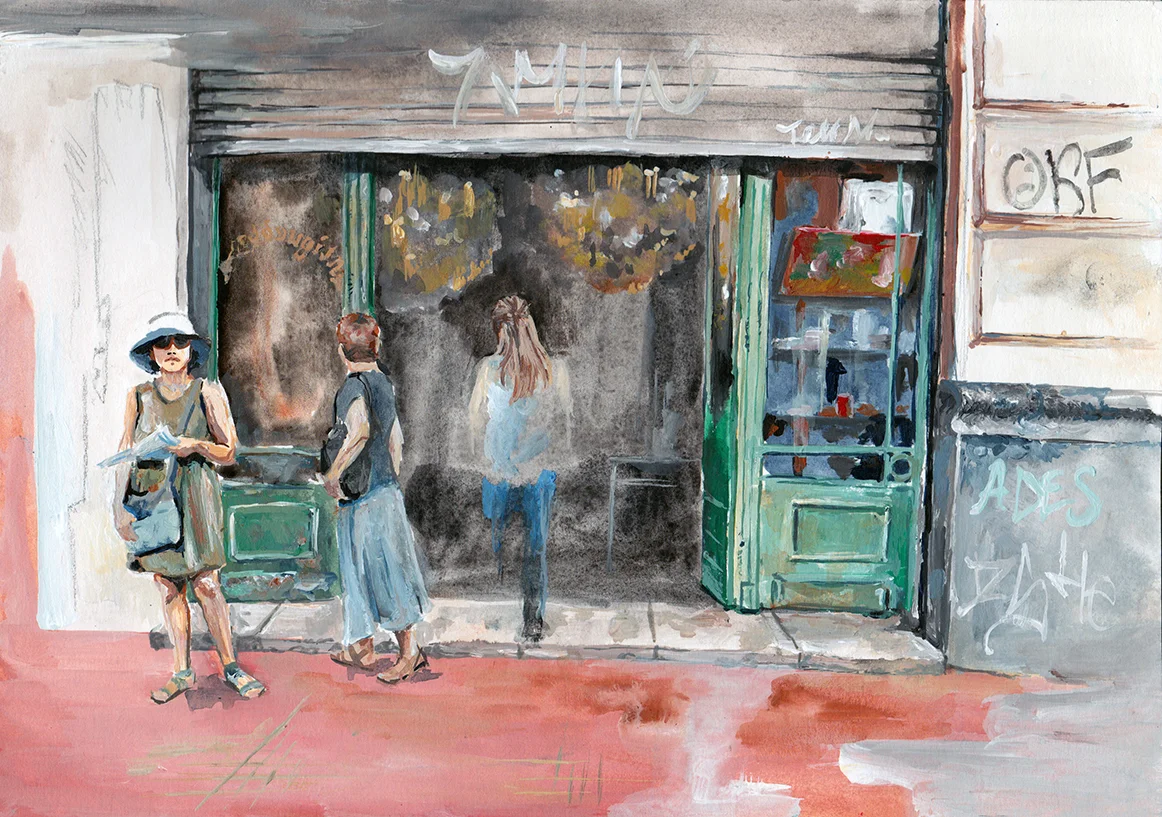 In San Telmo / 2015 / Acryl auf Papier / 21 x 29.7 cm 