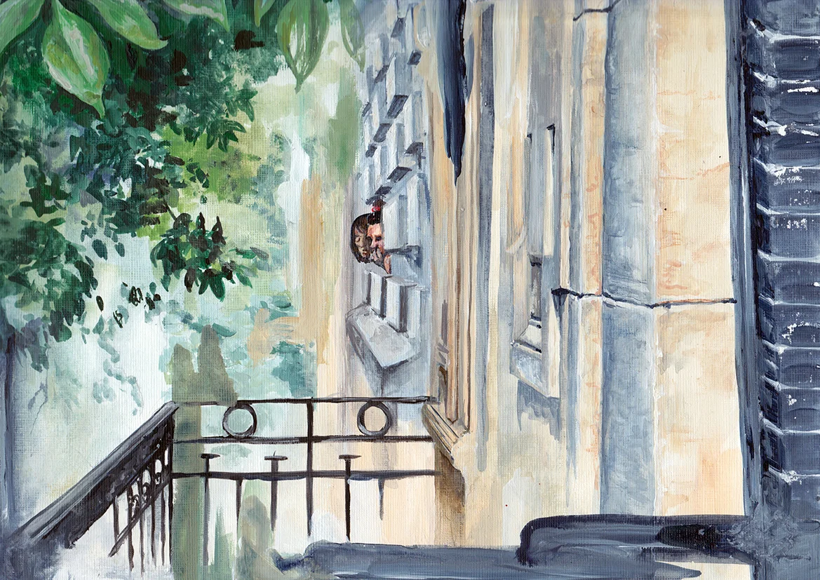 Antonia y su hjia (Antonia und ihre Tochter) / 2015 / Acryl auf Papier / 22.8 x 35 cm 