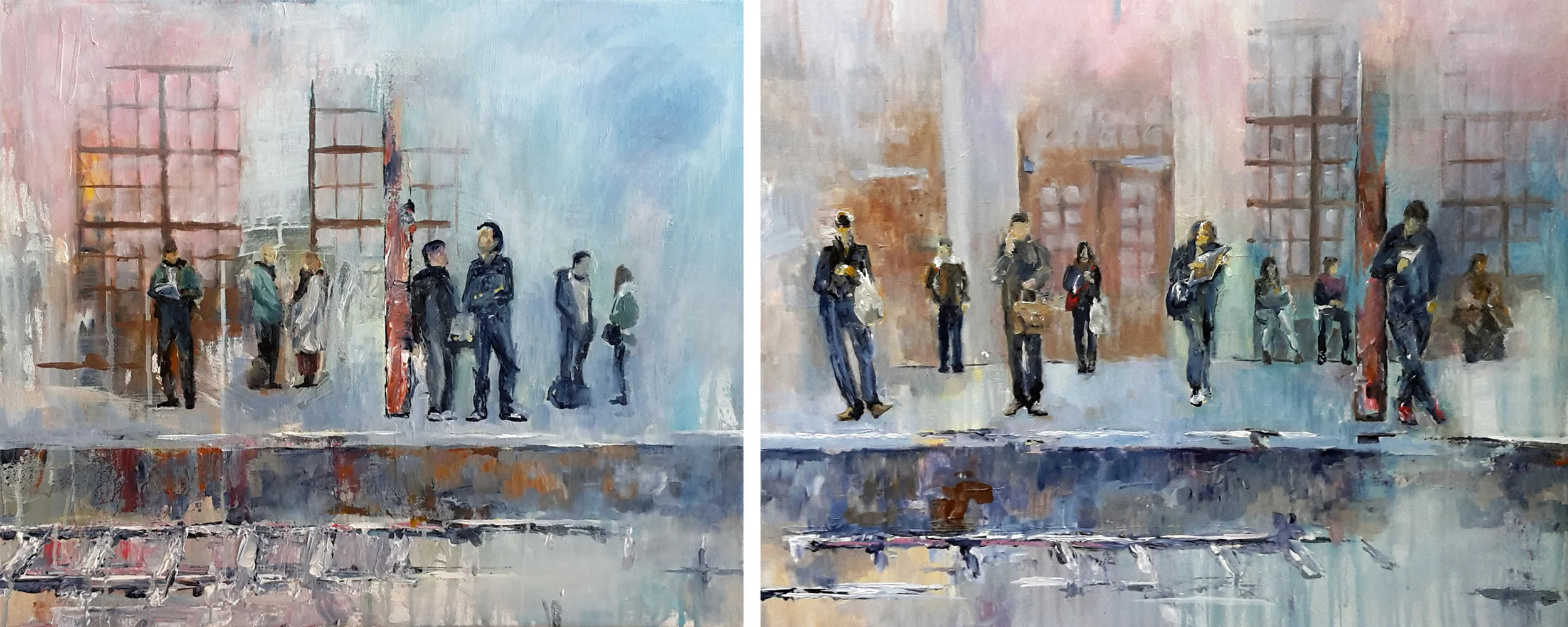 warten I.I & I.II / 2015 / Acryl auf Leinwand / je 60 x 70 cm