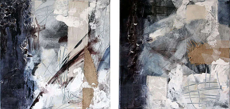 Braun-Blau / 2013 / Mixed Media auf Leinwand / je 40 x 40 cm