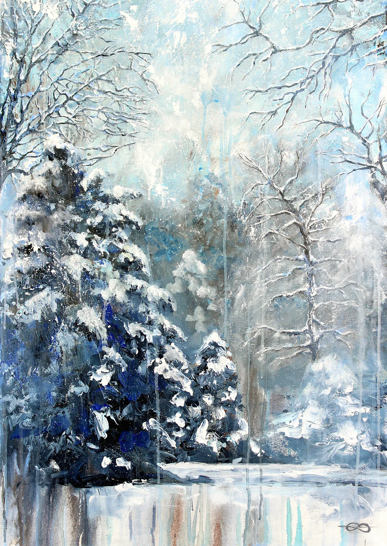 Wald im Winter / 2018 / Acryl auf Leinwand / 90 x 60 cm  