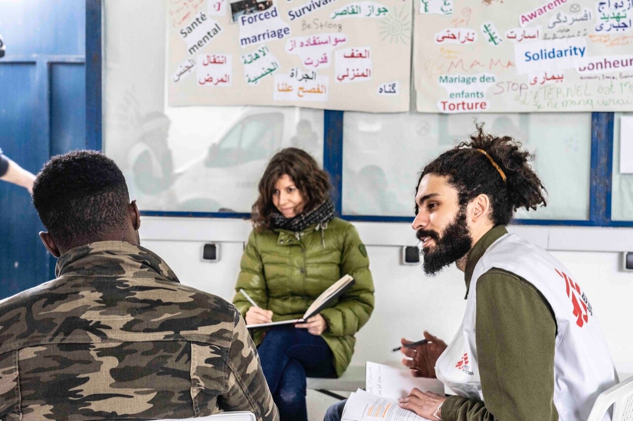 sketching at the MSF clinic on Chios island