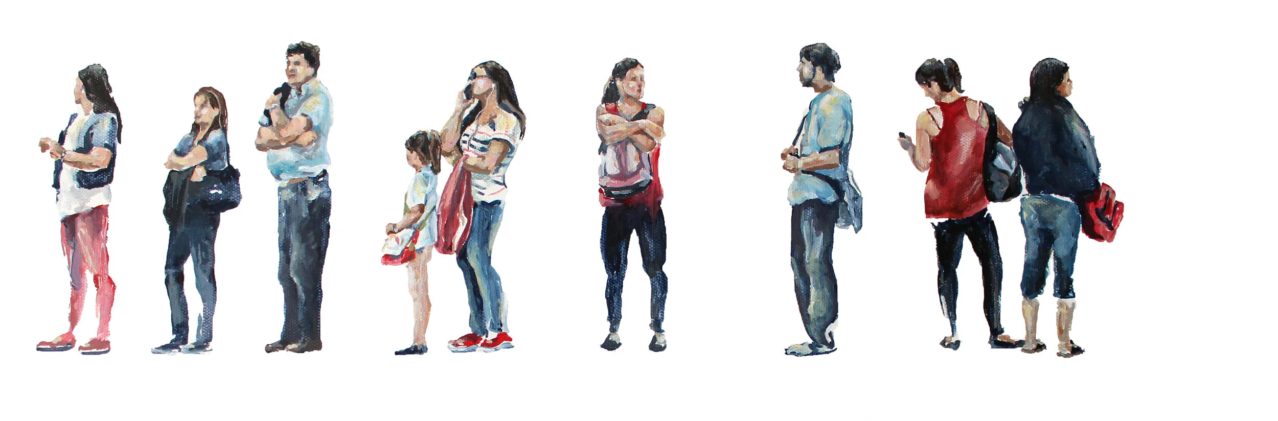 Haciendo fila V.II (queuing V.II) / 2018 / acrylic on canvas / 20 x 60 cmSOLD