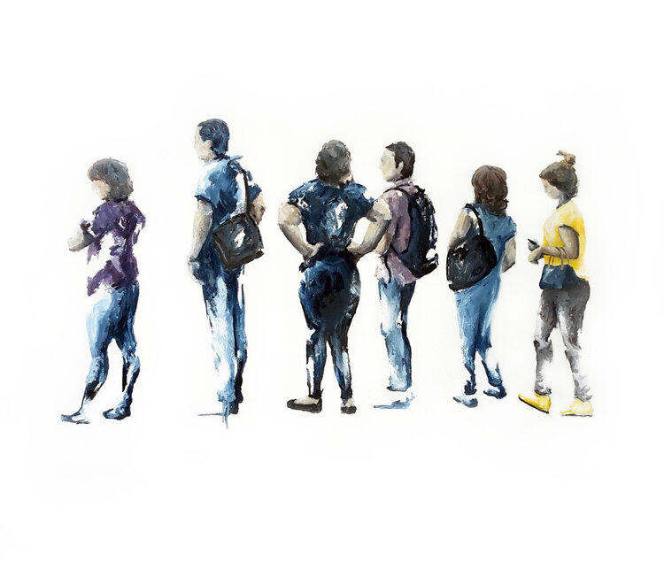 Haciendo fila I (queuing I) / 2015 / acrylic on canvas / 80 x 95 cmSOLD