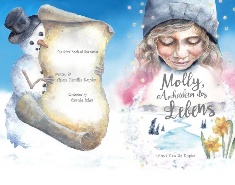 Molly, Architektin des Lebens / back and front cover / 2019 / acrylic and watercolor on paper / 35.5 x 45 cm available in German: amazon/Molly-Architektin-Lebens