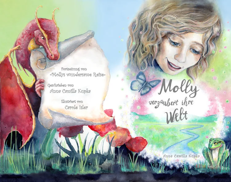 Molly verzaubert ihre Welt / back and front cover / 2019 / watercolor and acrylic on paper / 35.5 x 45 cmavailable in German: amazon/Molly-verzaubert-ihre-Welt