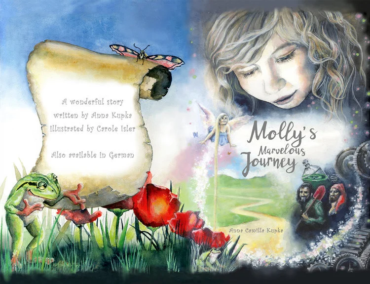 Mollys wundersame Reise - Molly's Marvelous Journeyback and front cover / 2016 / acrylic and watercolor on paper / 29.7 x 42 cmavailable in German: amazon/Mollys-wundersame-Reise&amp; English: amazon/Mollys-Marvelous-Journey