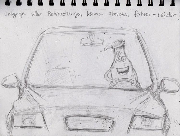 Driver with 1,9 per mil / 2014 / pencil, sketchbook / 21 x 14.7 cm
