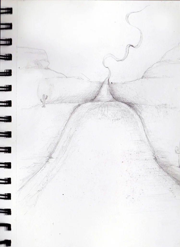 Road into uncertainty / 2014 / pencil, sketchbook / 21 x 14.7 cm
