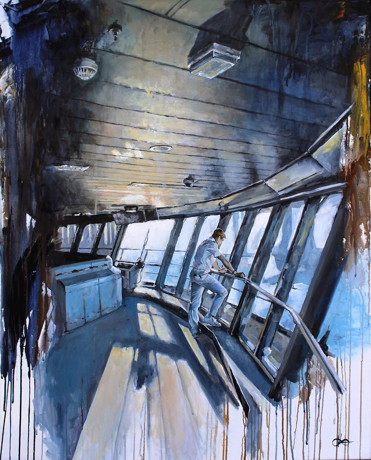 Captain Tom's journey; transiting the Suez Canal / 2017 / Acryl auf Leinwand / 100 x 80 cmVERKAUFT