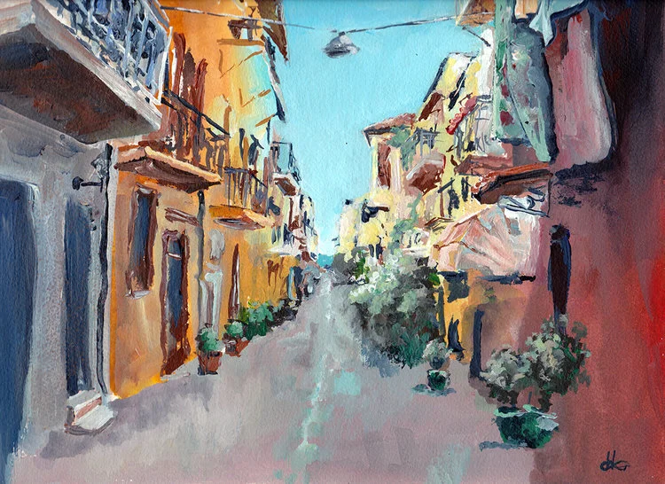 Crete, Greek / 2016 / Acryl auf Papier / 23 x 30.5 cmVERKAUFT