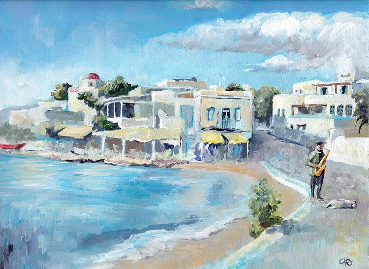 Mykonos, Greece / 2016 /Acryl auf Papier / 23 x 30.5 cmVERKAUFT