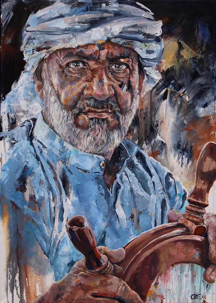 The Dhow's Helmsman / 2018 / Acryl auf Leinwand / 70 x 50 cm