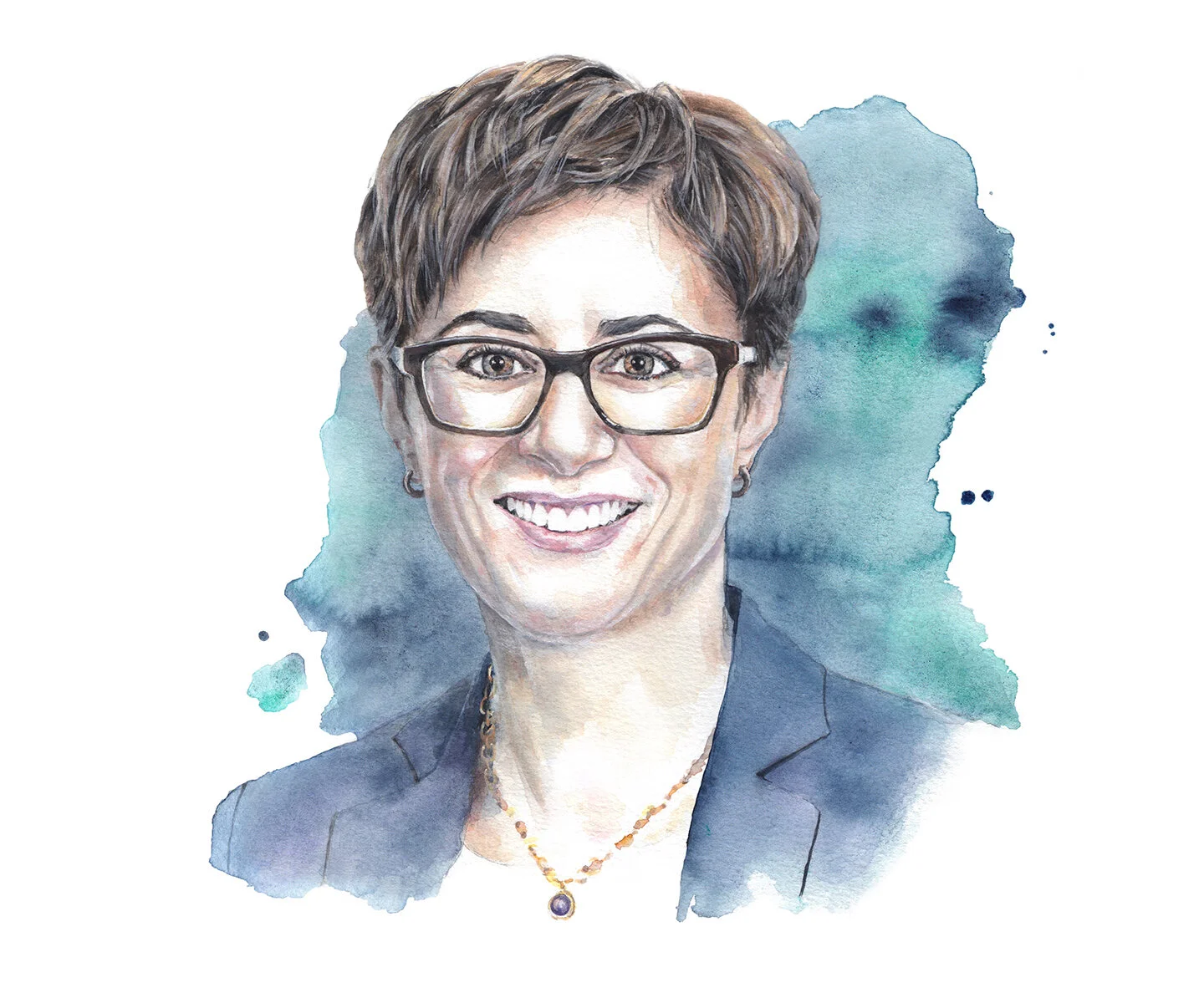 Eines der Porträts: Regierungspräsidentin Monika Knill2021 / Aquarell und Acryl auf Papier / 30.5 x 45.5 cm