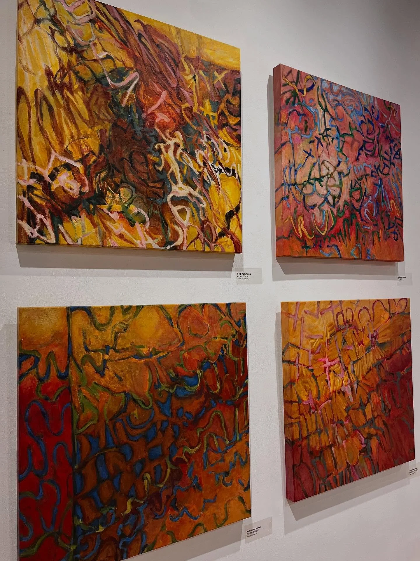 We decided to install these 24x24”paintings in a grid - each with their own color palette and point of view, but working together. 
👉On view + Available through the Emerson until August 29th.
@theemerson_mt 
for the exhibit “Turn You