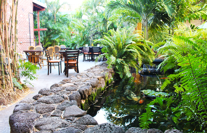 If it’s nice out, take an outside seat. The space is beautiful and a nice breeze runs through.