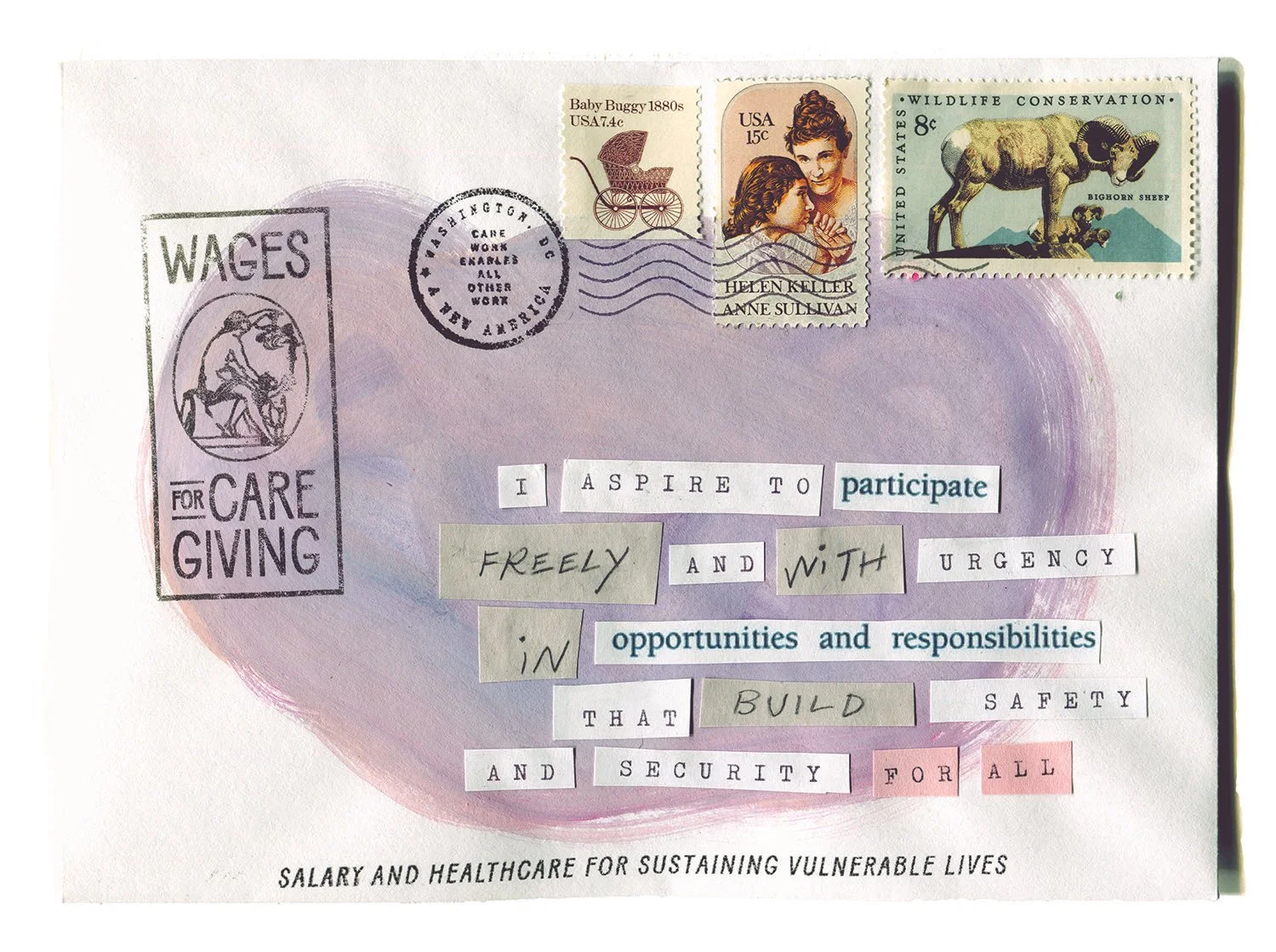 Untitled from "From Propaganda to Prosocial," Mixed media collage, 2026, 5.25"x7.25"