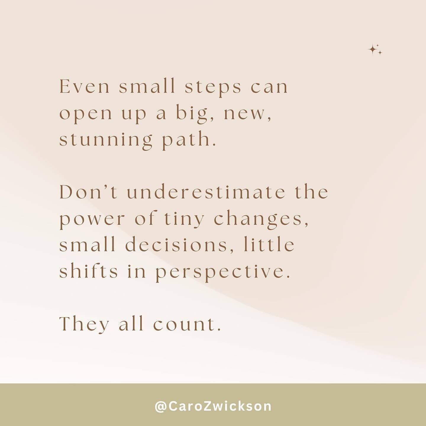 It doesn&rsquo;t always have to be a huge, courageous leap of faith. Small steps count!!

#joyclass #smallsteps #smallstepseveryday #makeachange #inspiration #leapoffaith #courage #shiftyourperspective #trustyourself #lifecoach #healthcoach