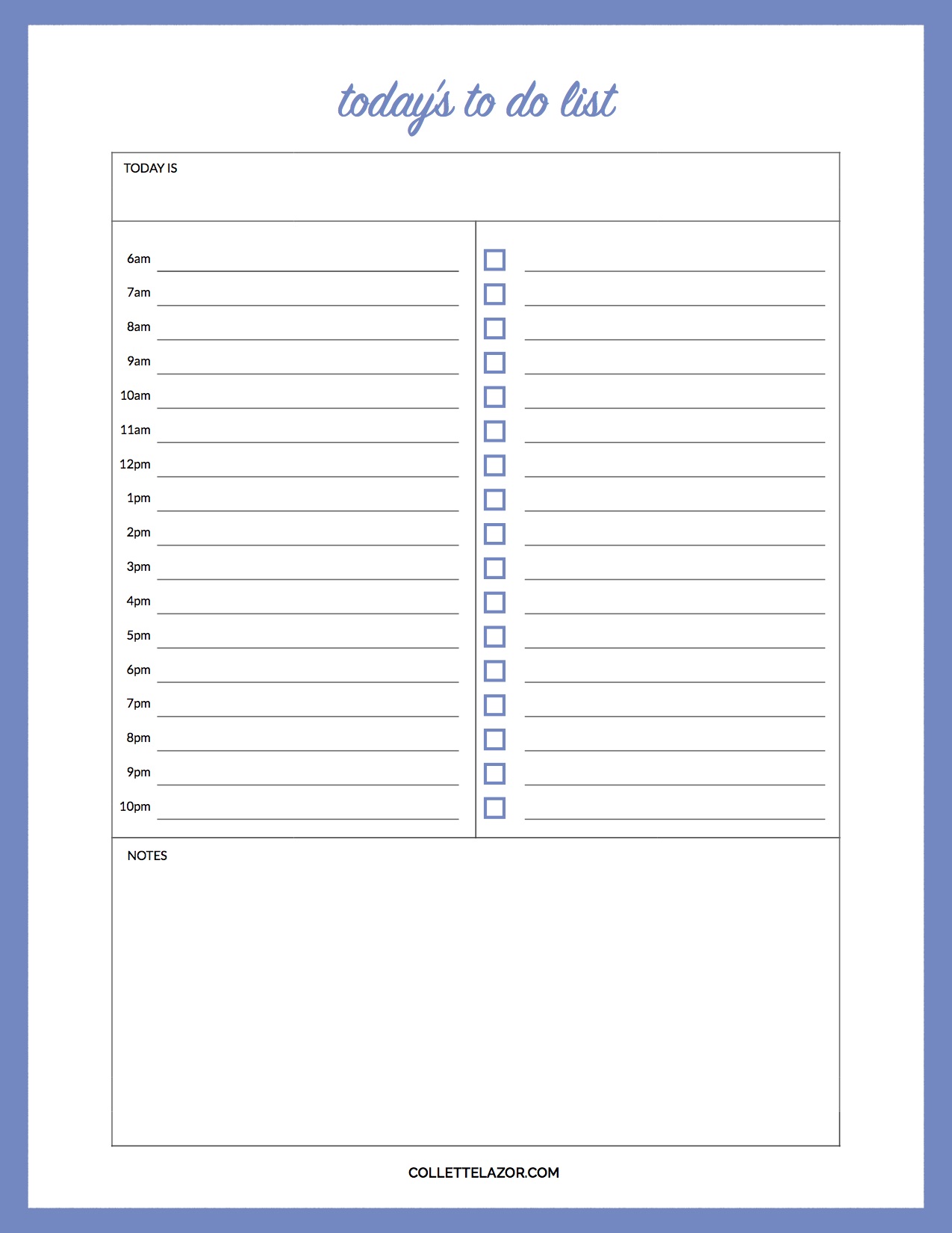 Daily To Do List Printable | Made with Love by @collettelazor