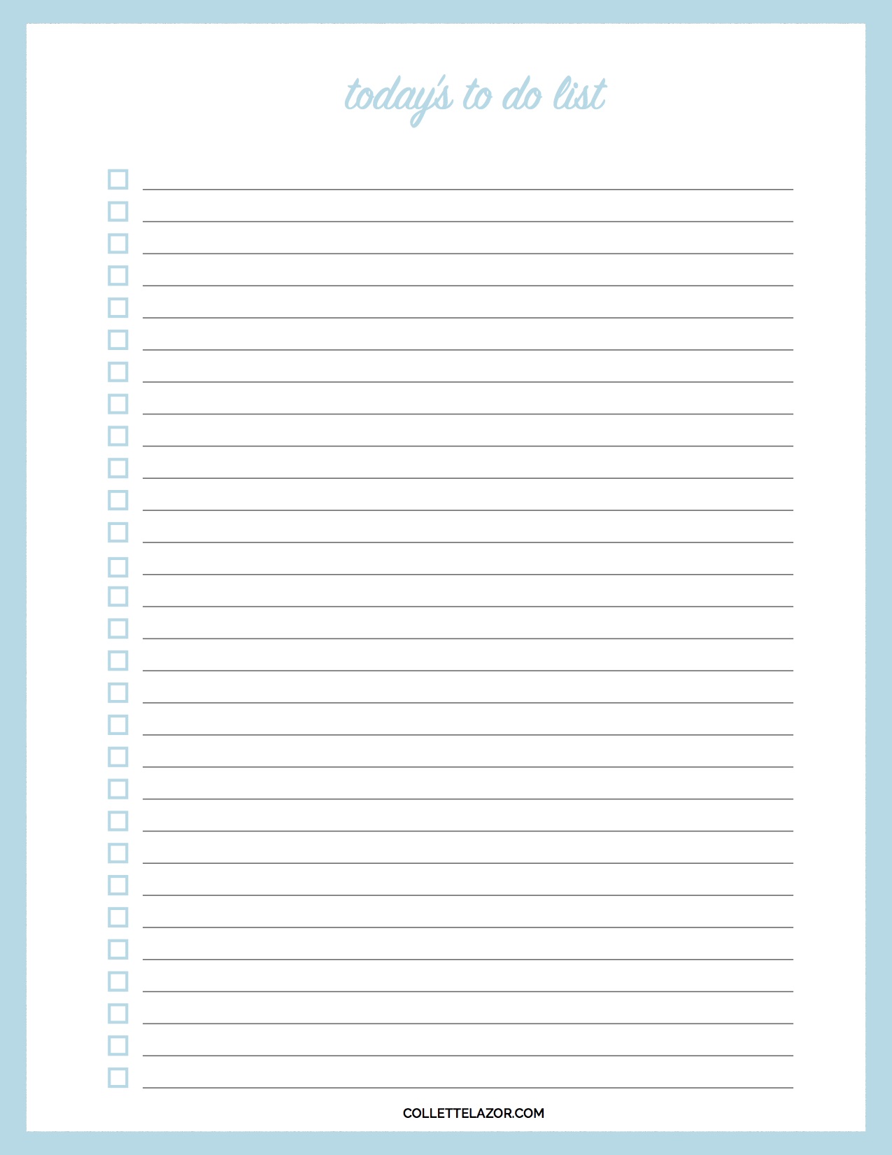 To Do List Blank Printable | Made with Love by @collettelazor