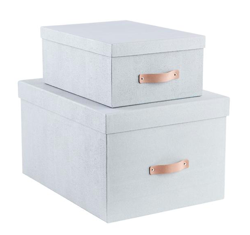Bigso Grey Woodgrain Storage Boxes