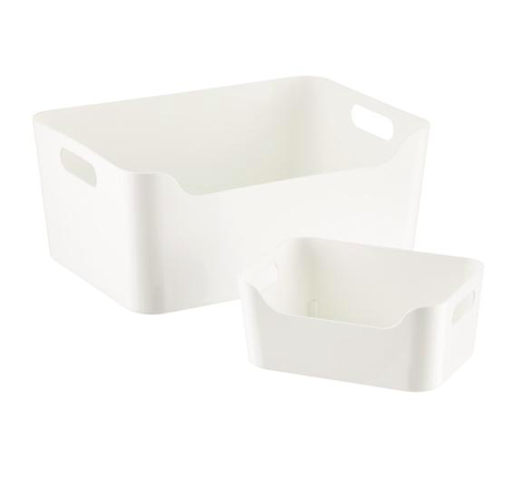 White Plastic Storage Bins with Handles
