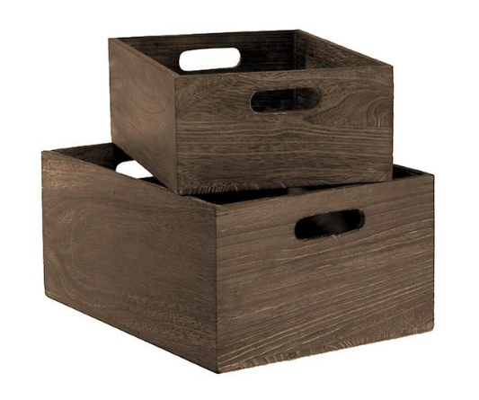 Feathergrain Wooden Storage Bins with Handles
