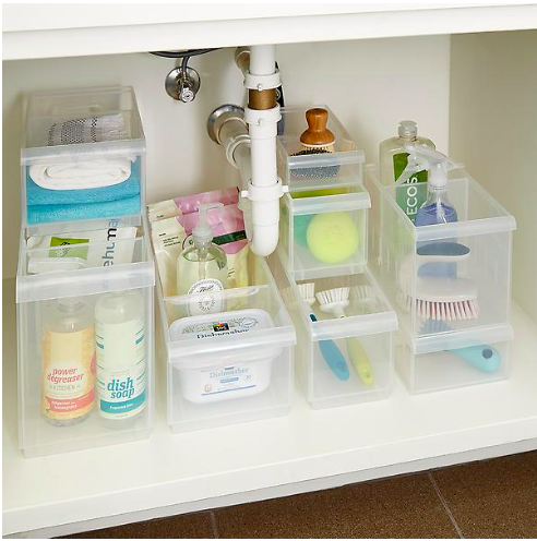 Clear Stackable Plastic Storage Bins