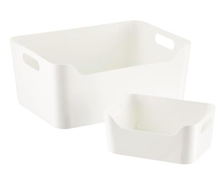 White Plastic Storage Bins with Handles