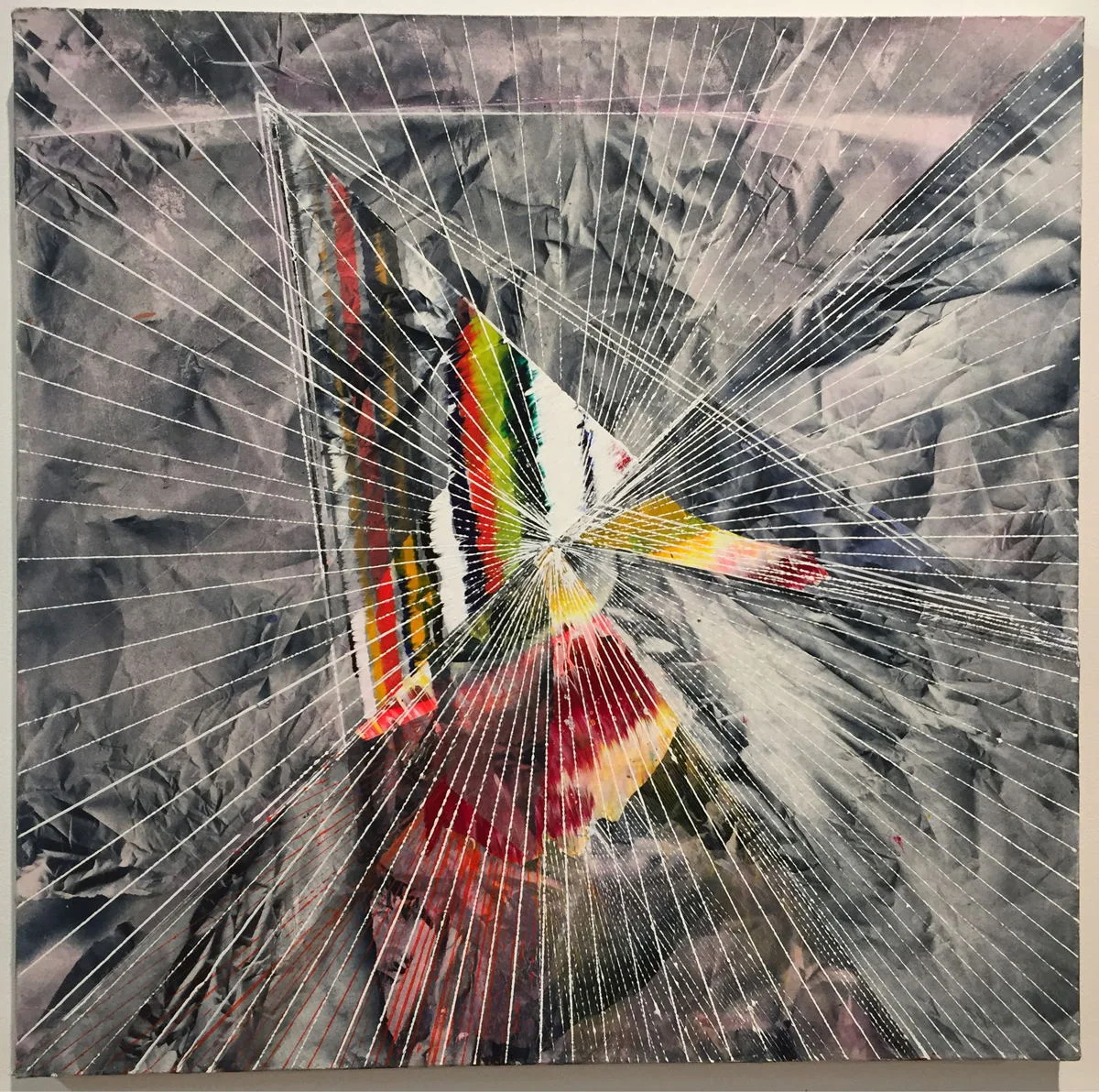   Fossil,  2015 Acrylic &amp; glassine on canvas 30"x30" 
