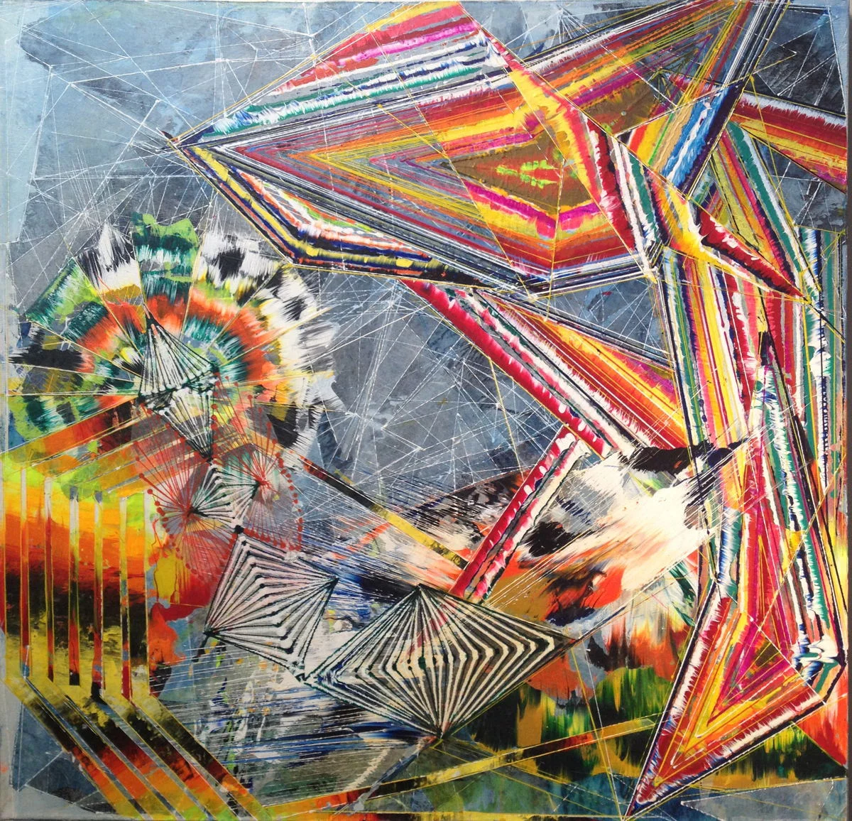   Japanese Wave  2011 Acrylic &amp; glassine on canvas 30"x30" 