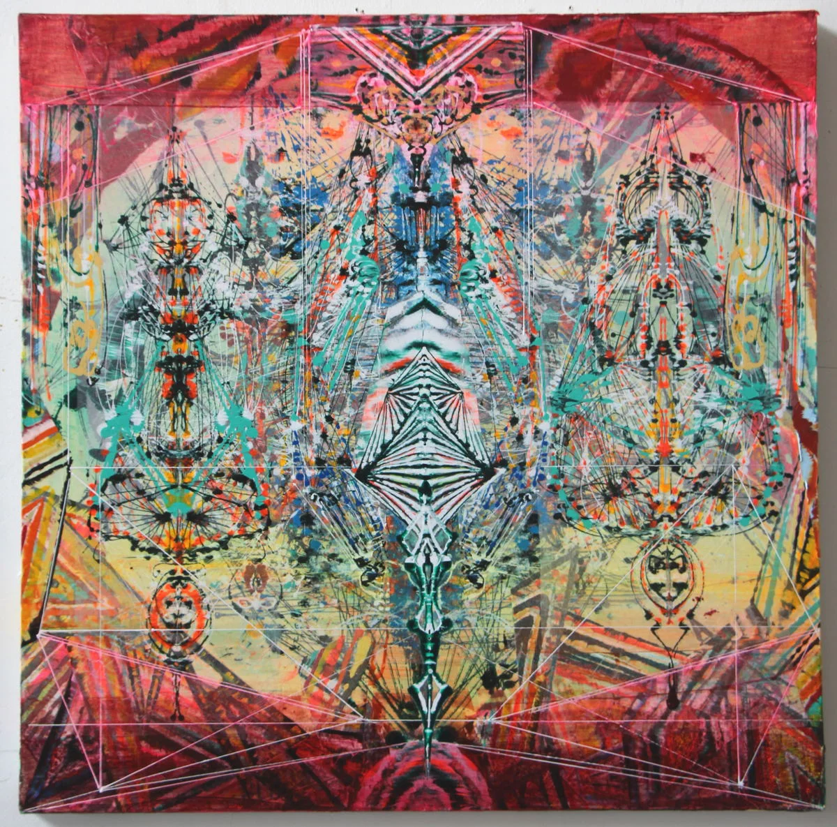   Kabuki  Acrylic &amp; glassine on canvas 30"x30" 