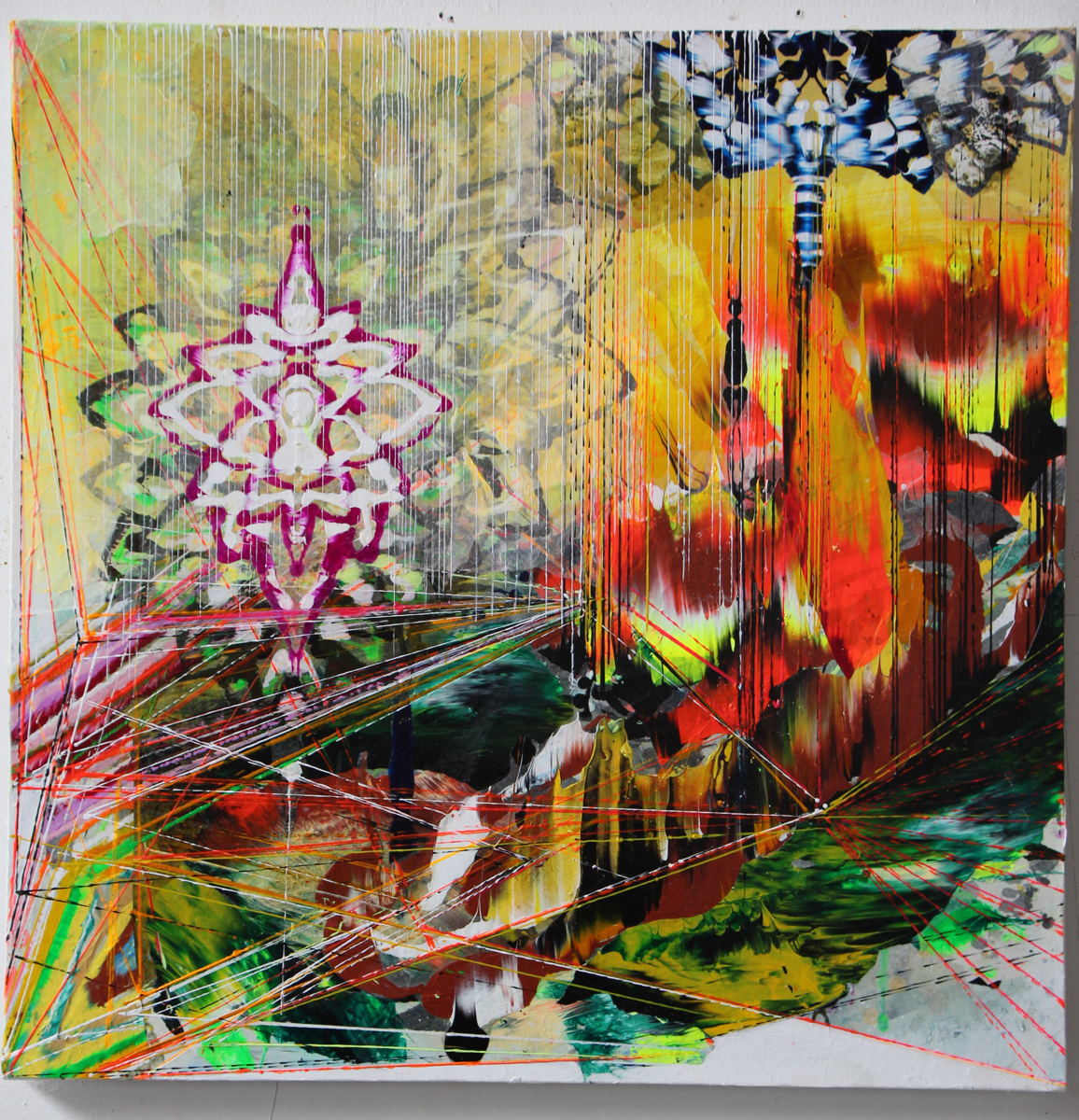   Scorch , 2013 Acrylic &amp; glassine on canvas 24"x24" 