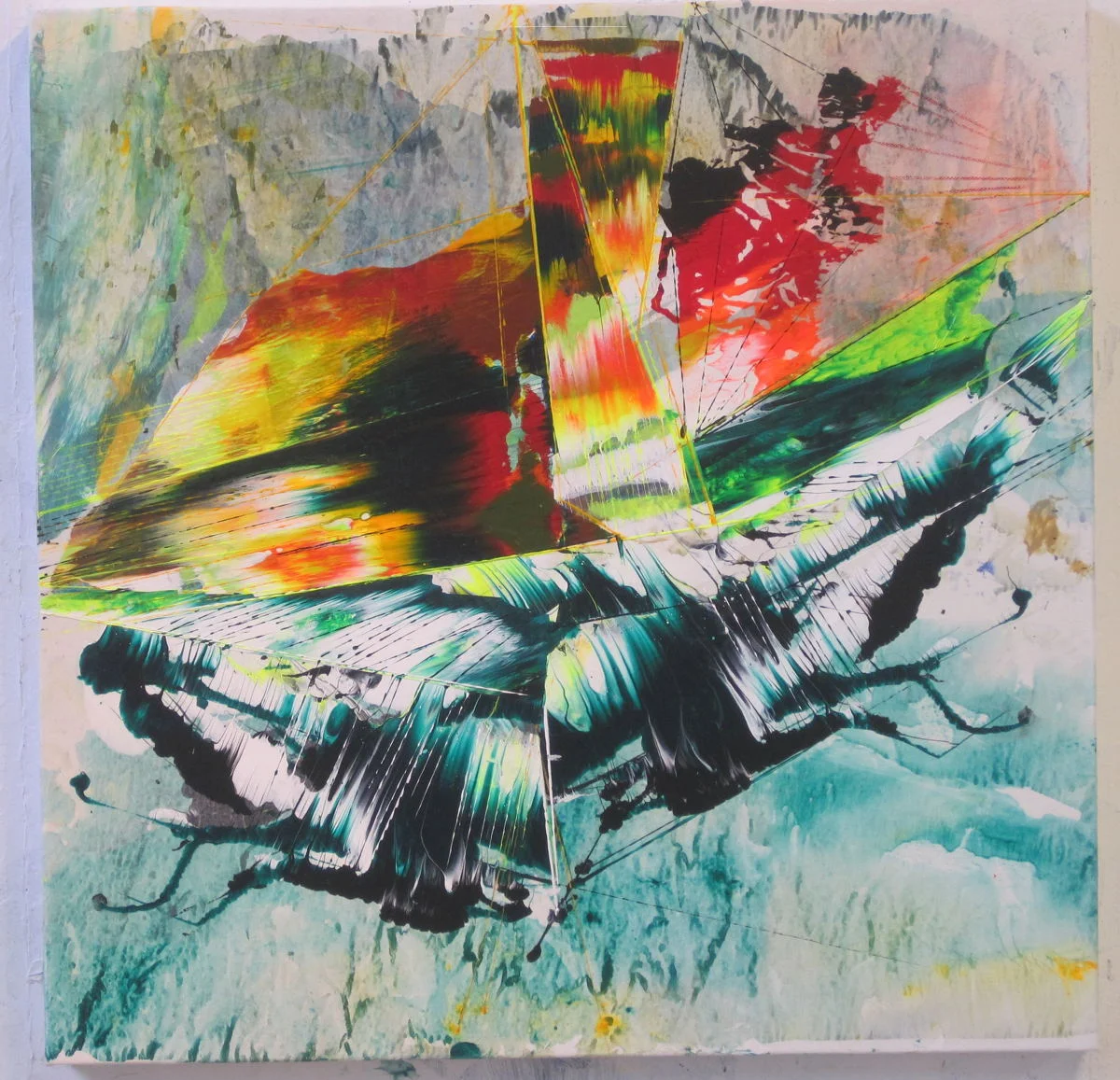   Pierce , 2013 Acrylic &amp; glassine on canvas 30"x30" 