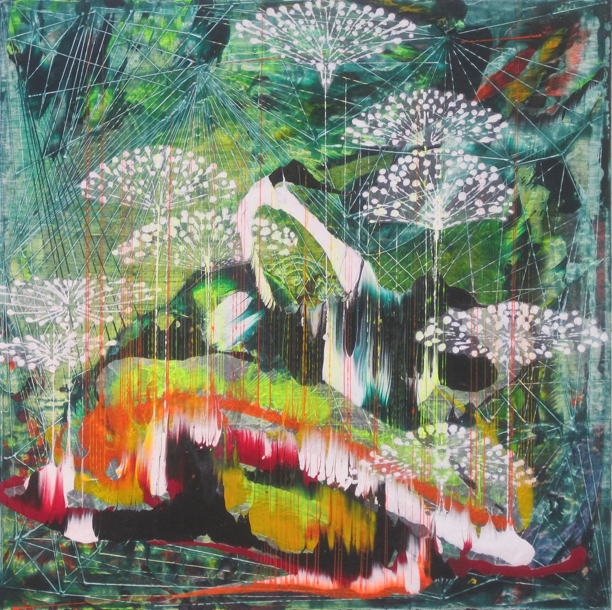   Sienese Lace  Acrylic &amp; glassine on canvas 24"x24" 