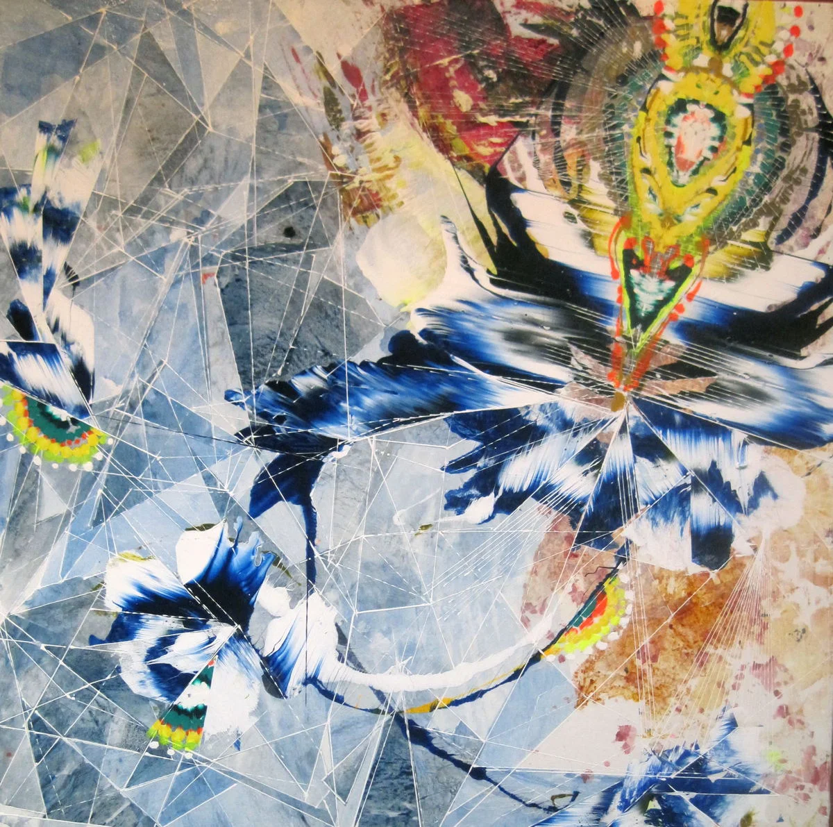   Sympathy Flower  Acrylic &amp; glassine on canvas 30"x30" 