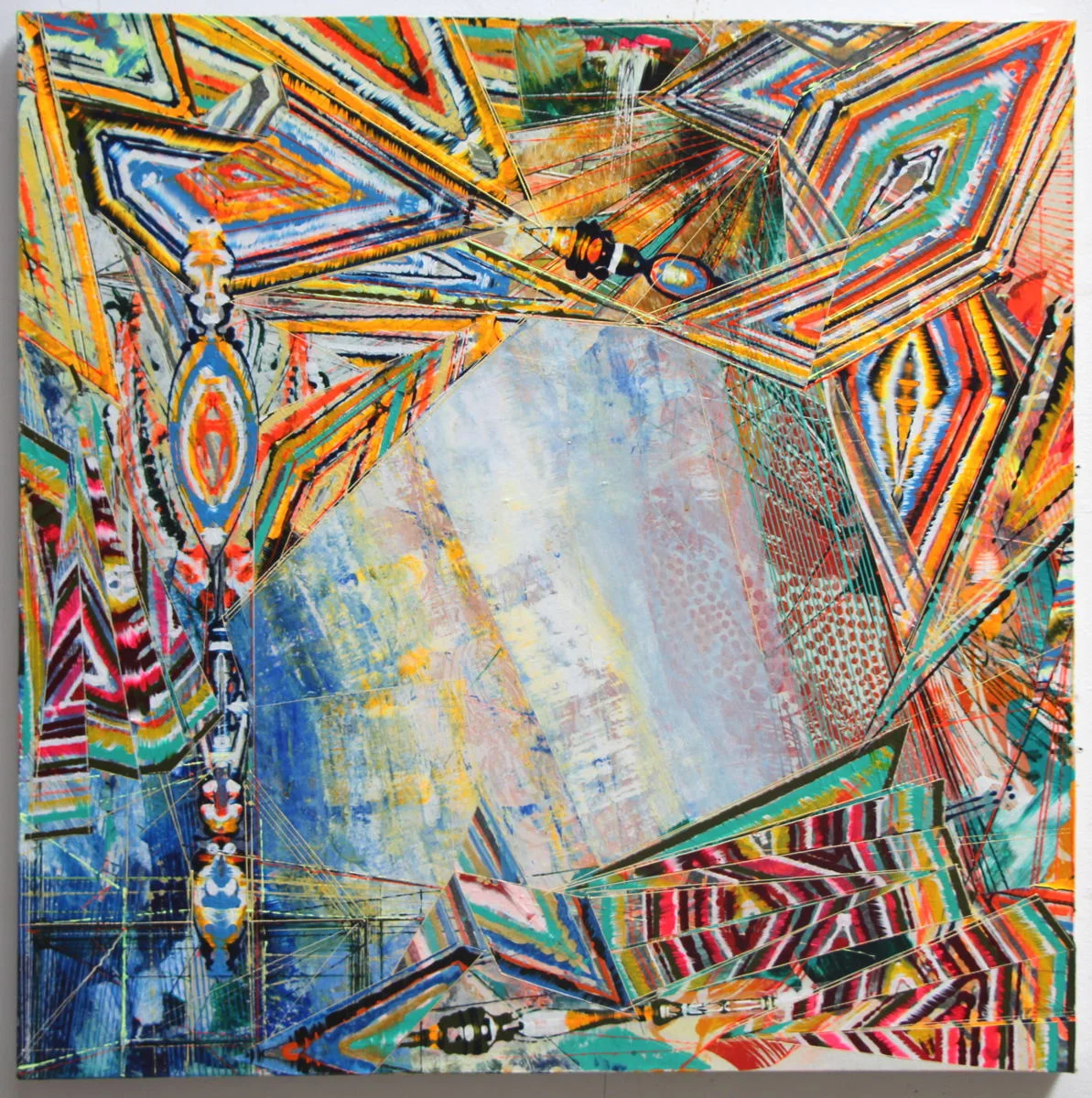   Portal , 2013 Acrylic &amp; glassine on canvas 30"x30" 