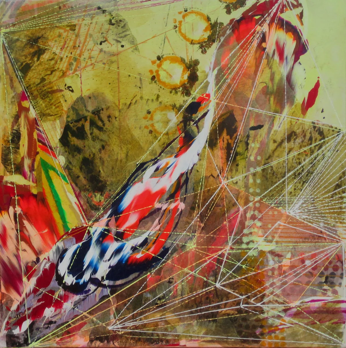   Slip , 2011 Acrylic &amp; glassine on canvas 24"x24" 